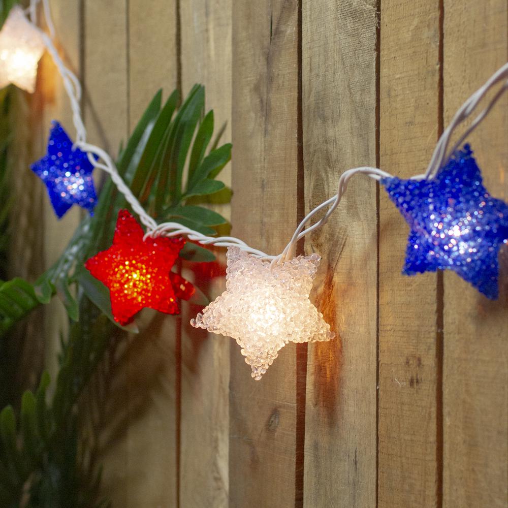 10-Count Red and Blue Fourth of July Star String Light Set  5.25' White Wire. Picture 2