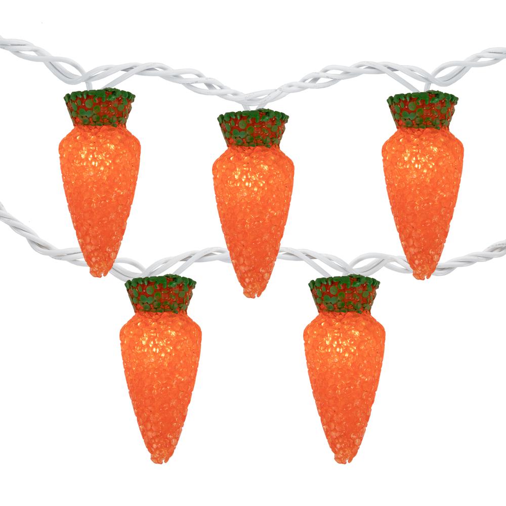 10-Count Orange Carrot Easter String Light Set  7.25ft White Wire. Picture 1