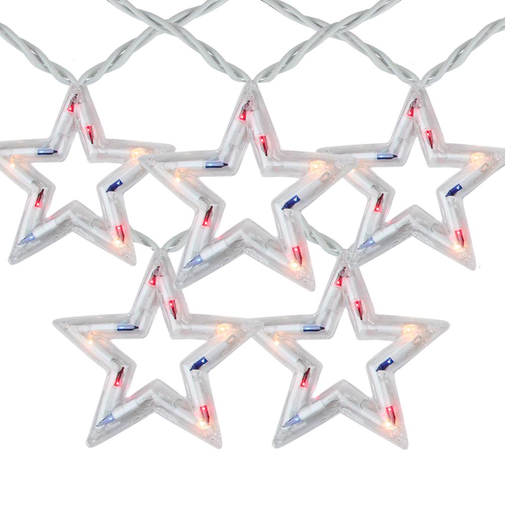 5ct Patriotic Star Fourth of July Light Set  5.25ft White Wire. Picture 1