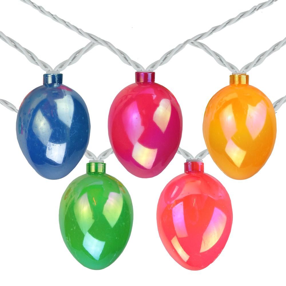 10-Count Pearl Multi-Colored Easter Egg String Light Set, 7.25ft White Wire. Picture 1