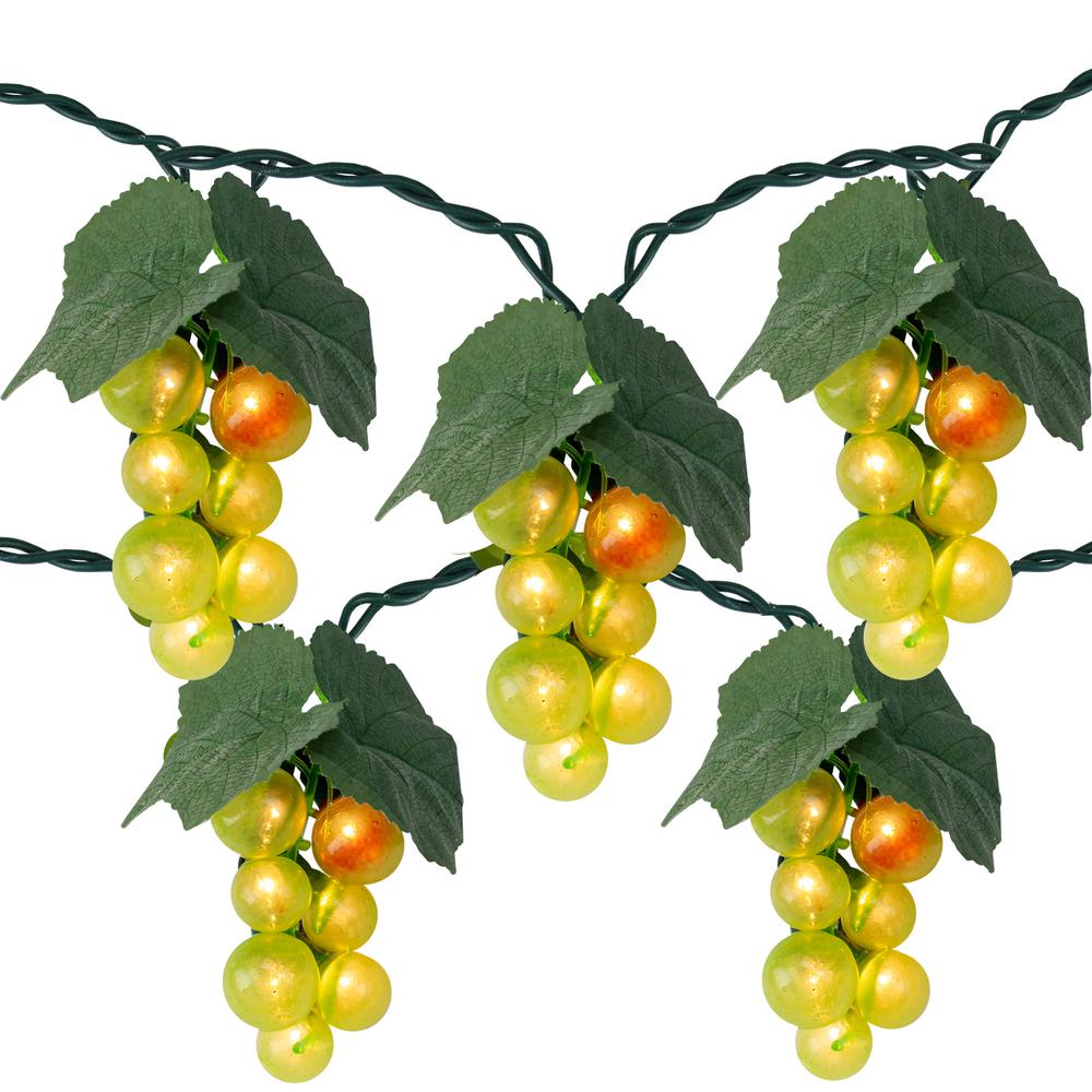 5-Count Green Grape Cluster Outdoor Patio String Light Set  6ft Green Wire. Picture 1