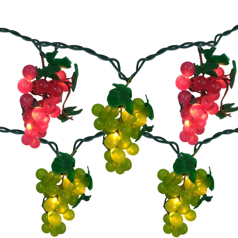 5-Count Red and Green Grape Cluster String Light Set  8ft Brown Wire. Picture 1