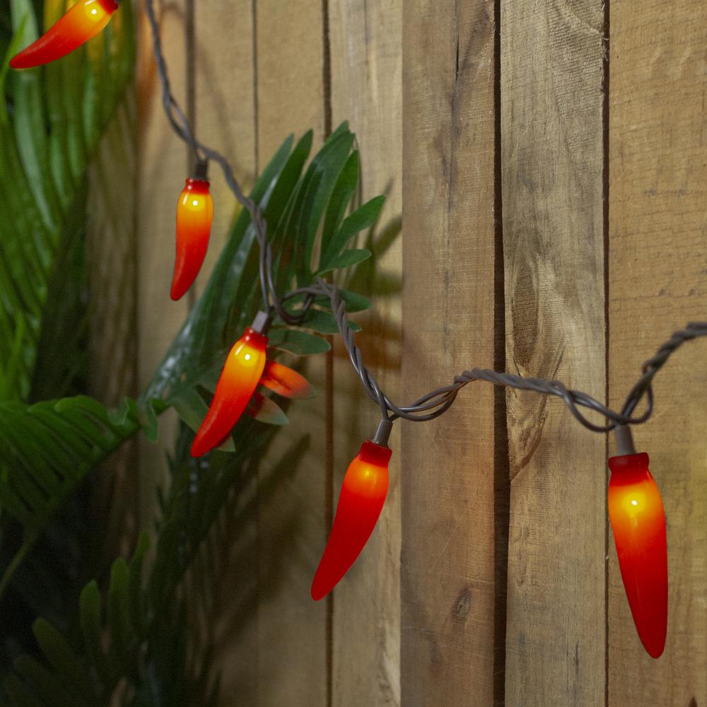 35-Count Orange Chili Pepper Patio String Light Set  22.5ft Brown Wire. Picture 2