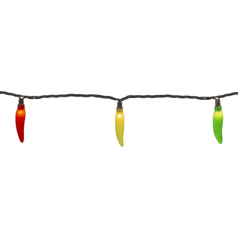 35-Count Vibrantly Colored Chili Pepper String Light Set  22.5' Brown Wire. Picture 3