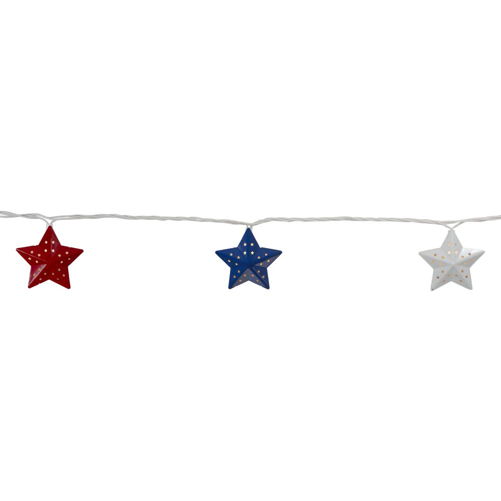 10-Count Red and Blue Fourth of July Star String Light Set  7.25ft White Wire. Picture 3