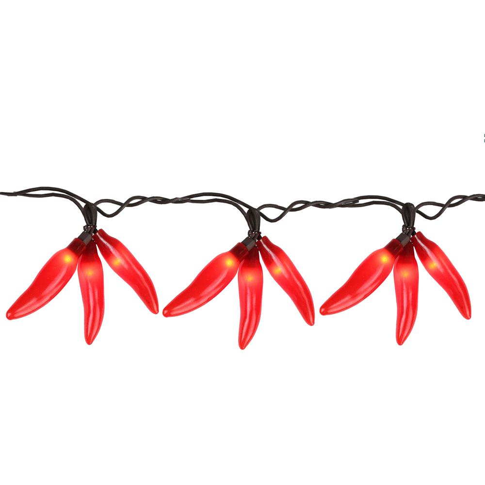 36-Count Red Chili Pepper Cluster Cinco De Mayo String Light Set  7.5ft Brown Wire. Picture 1