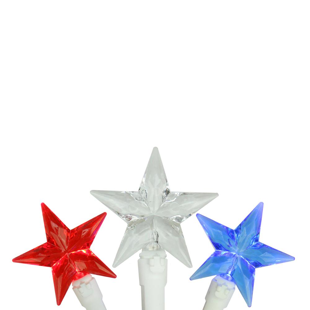 30-Count Red and Blue LED Patriotic Star Fourth of July String Light Set  7ft White Wire. Picture 1