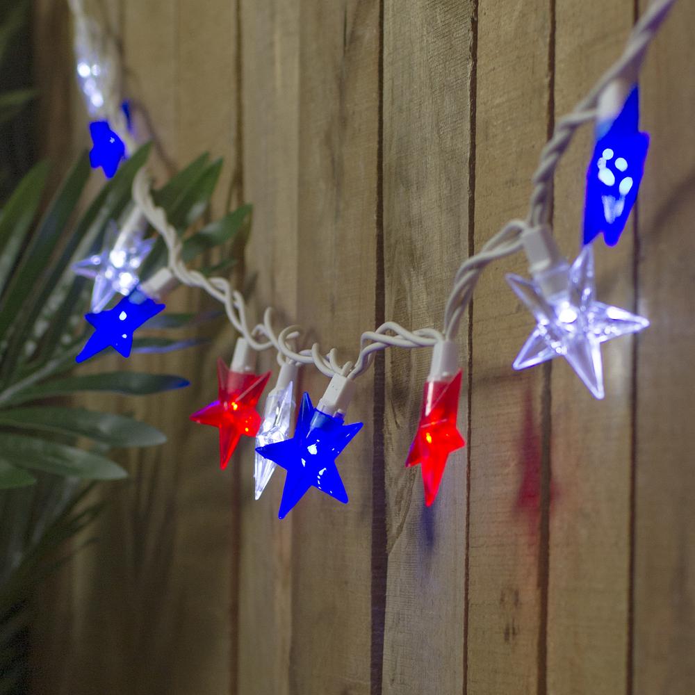 30-Count Red and Blue LED Patriotic Star Fourth of July String Light Set  7ft White Wire. Picture 2