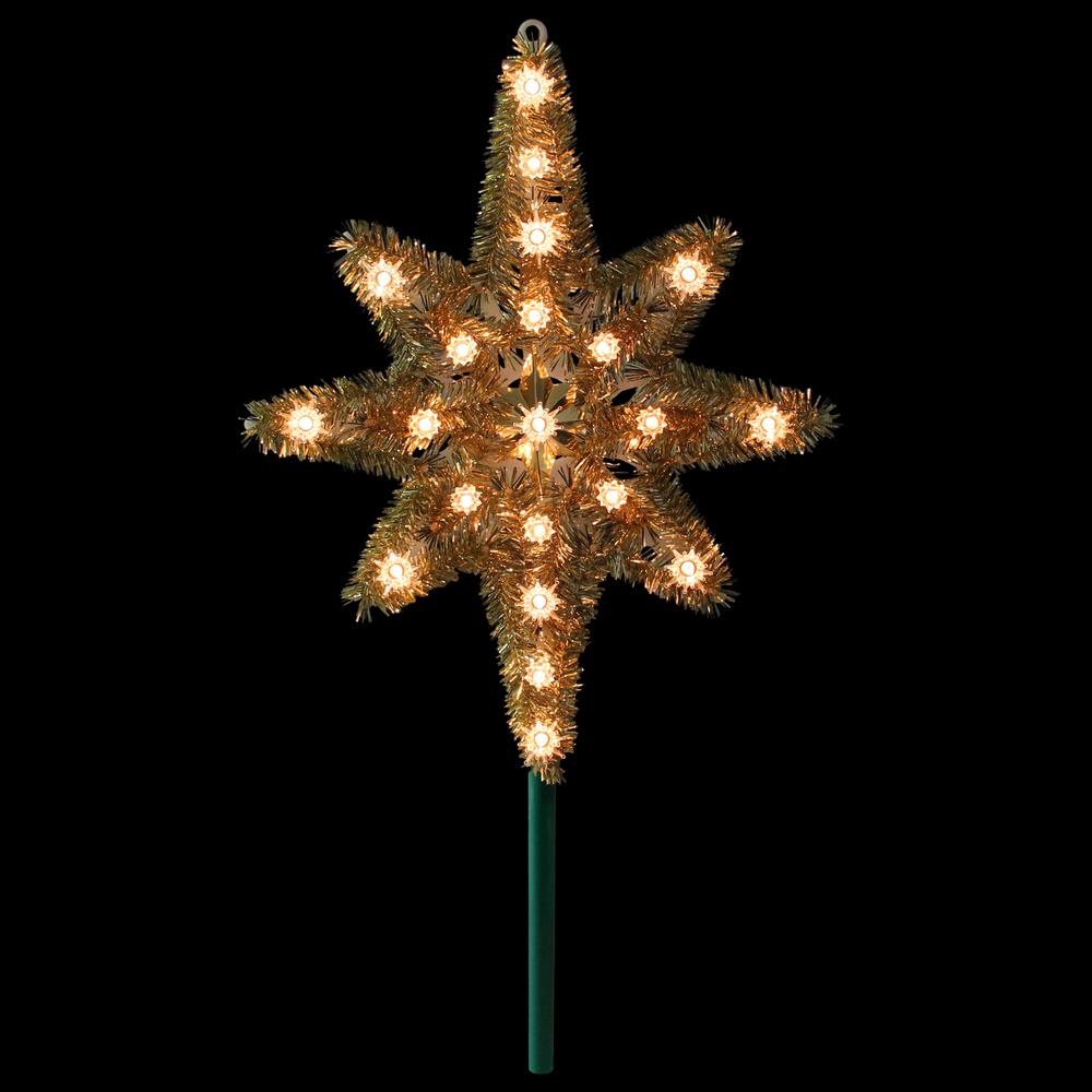 21" Gold Lighted Star of Bethlehem Christmas Tree Topper - Clear Lights. Picture 2