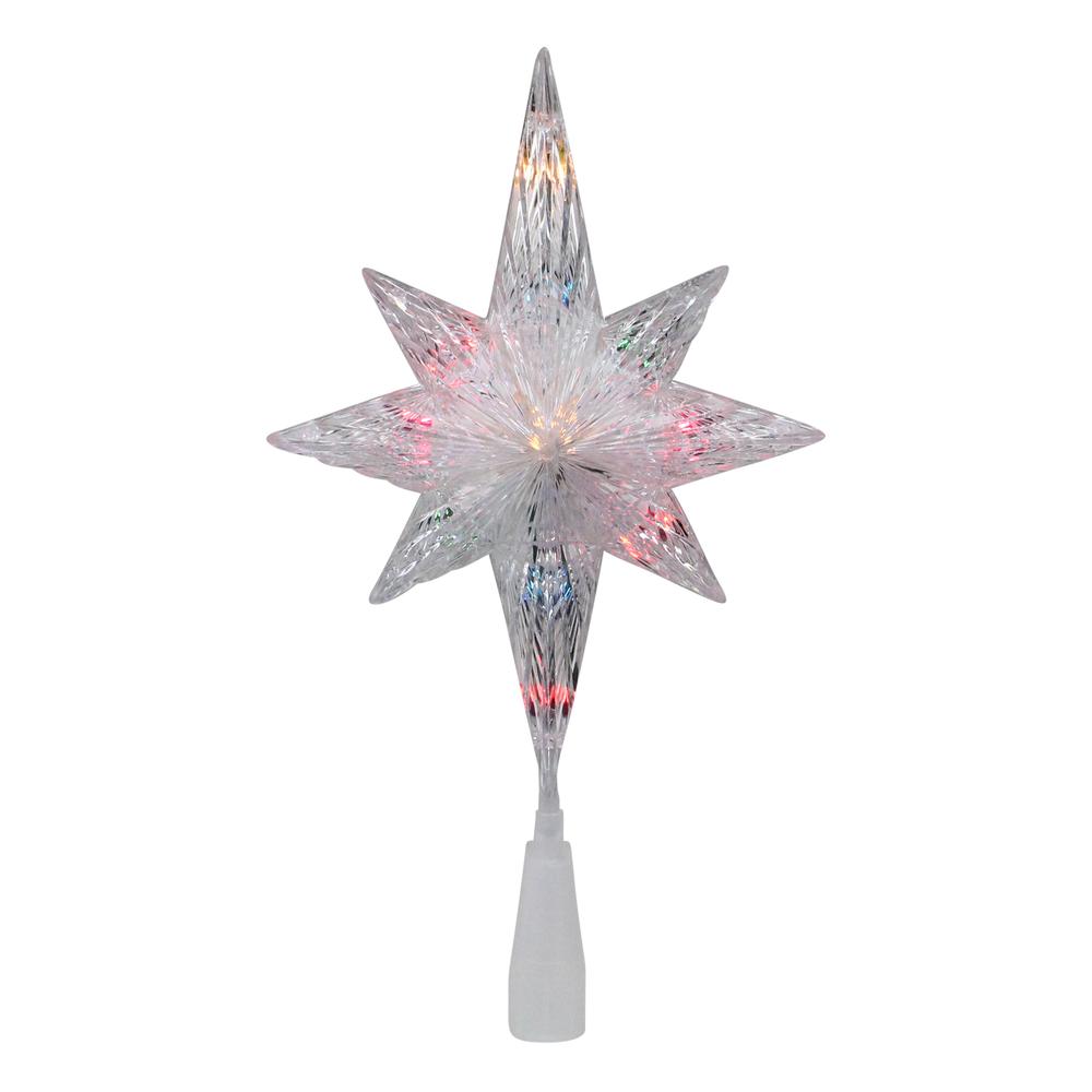 11" Clear 8 Point Star of Bethlehem Christmas Tree Topper - Multicolor Lights. Picture 1