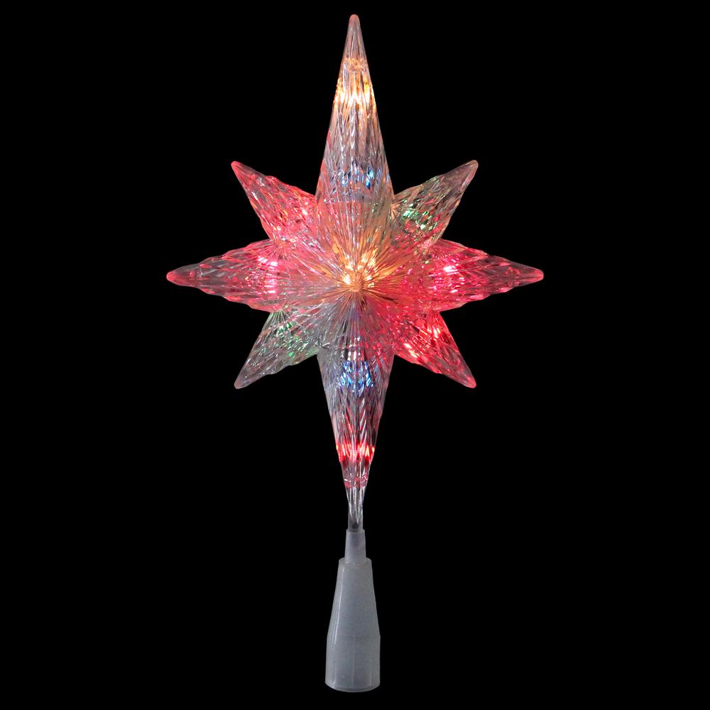 11" Clear 8 Point Star of Bethlehem Christmas Tree Topper - Multicolor Lights. Picture 2