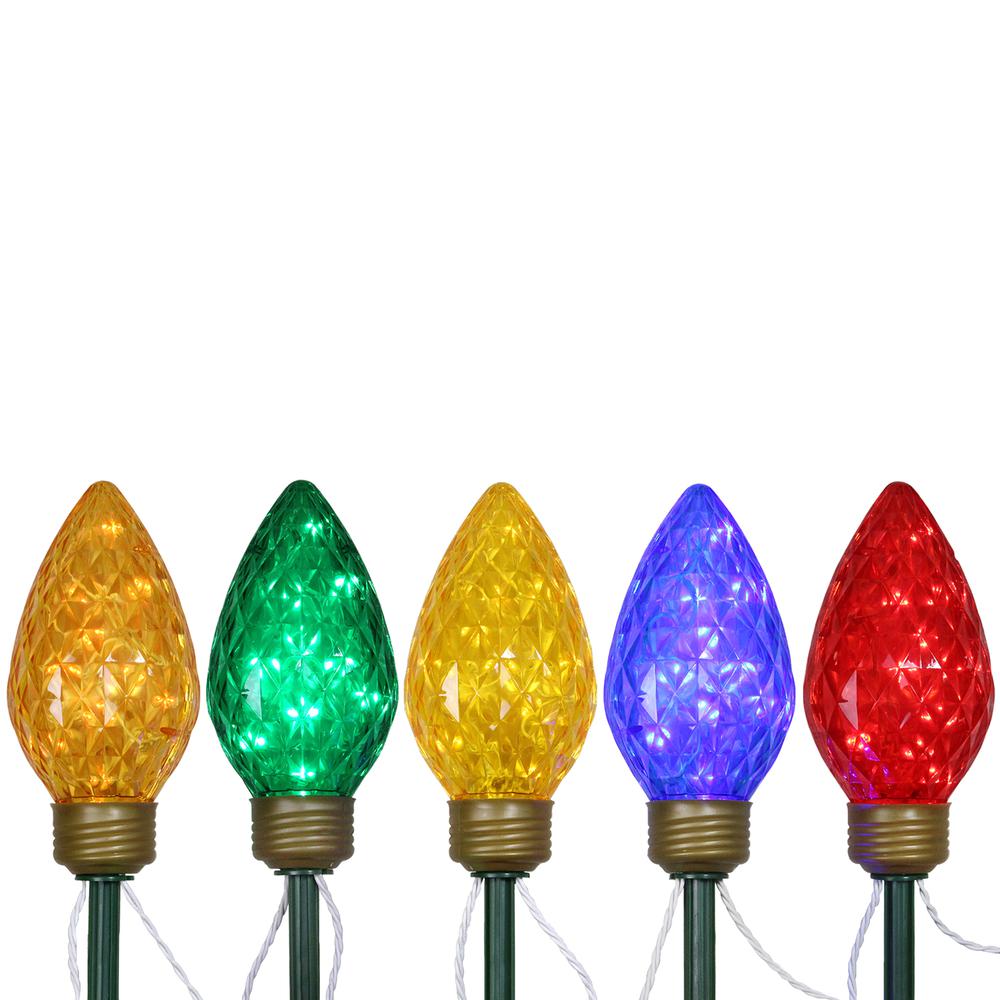 5ct LED Lighted Multi-Color C9 Christmas Pathway Marker Lawn Stakes - 8 ft. Picture 1