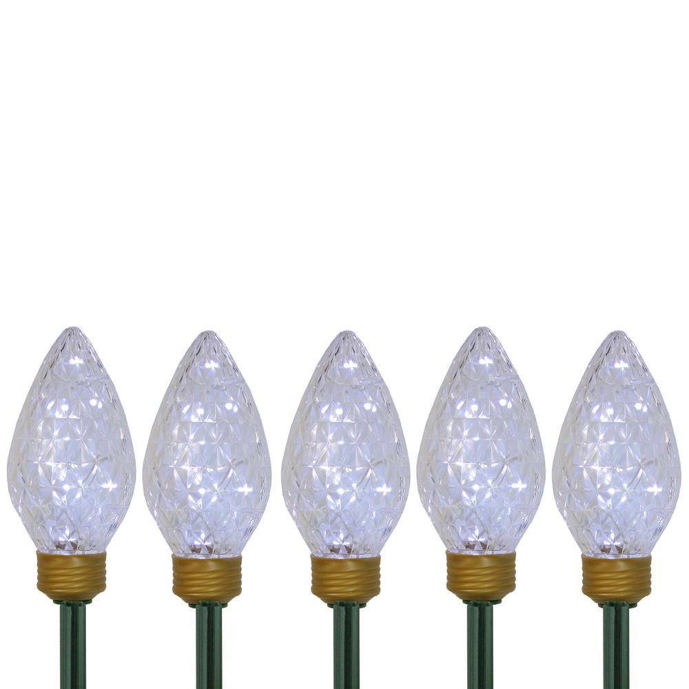 5ct LED Lighted C9 Christmas Pathway Marker Lawn Stakes - Clear Lights. Picture 1