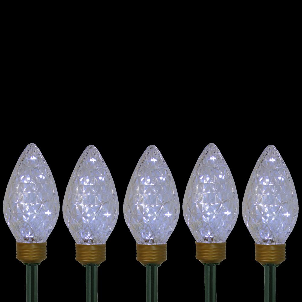5ct LED Lighted C9 Christmas Pathway Marker Lawn Stakes - Clear Lights. Picture 3
