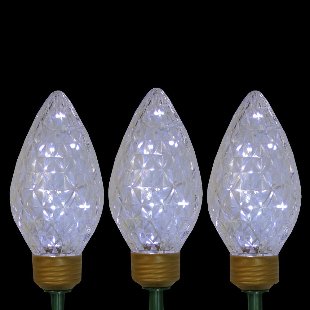 Clear LED Jumbo C9 Bulb Christmas Pathway Marker Lawn Stakes - 3 ft White Wire. Picture 2