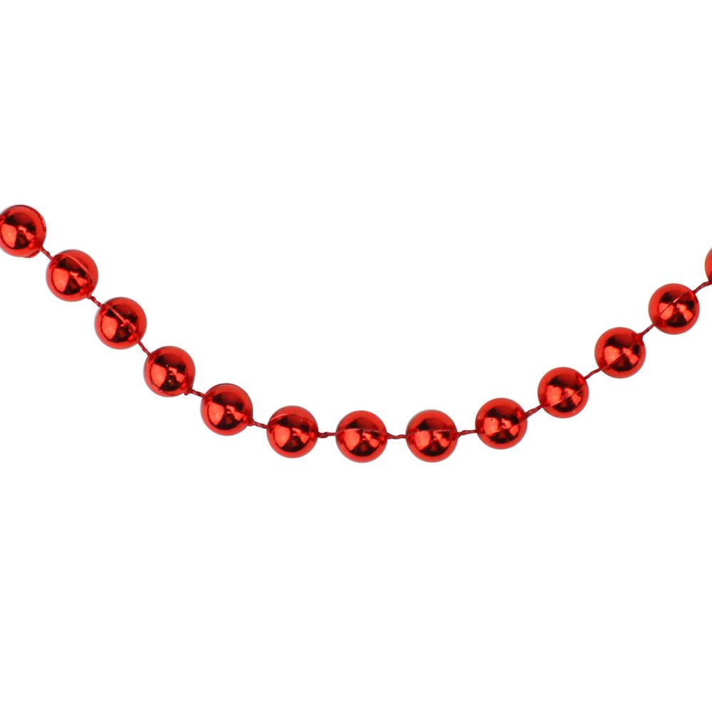 33' Shiny Red Round Beaded Christmas Garland. Picture 1