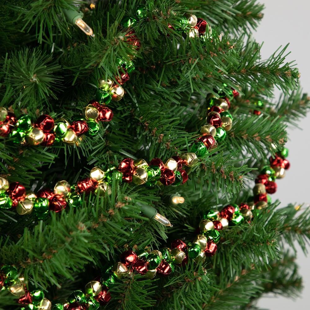 5' Green  Gold and Red Jingle Bell Christmas Garland  Unlit. Picture 2