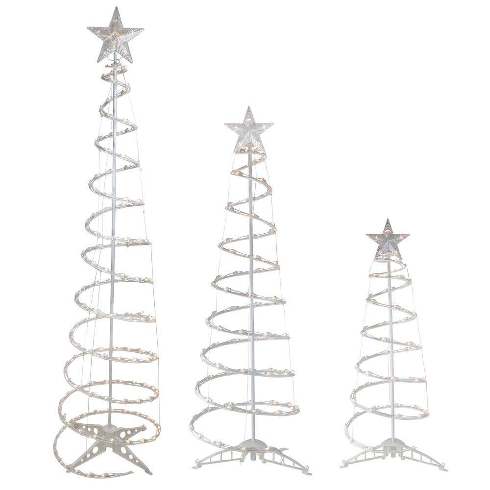 Set of 3 Clear Lighted Spiral Christmas Trees - 3'  4'  and 6'. Picture 1
