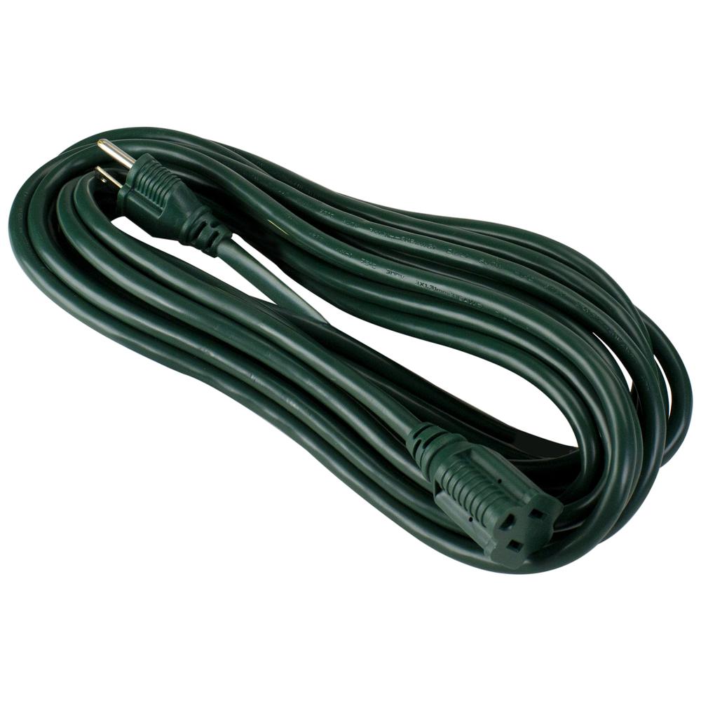 25ft Green 3-Prong Outdoor Extension Power Cord with Outlet Block. Picture 1