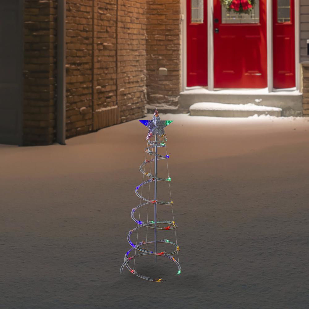 3ft LED Lighted Spiral Cone Tree Outdoor Christmas Decoration  Multi Lights. Picture 2