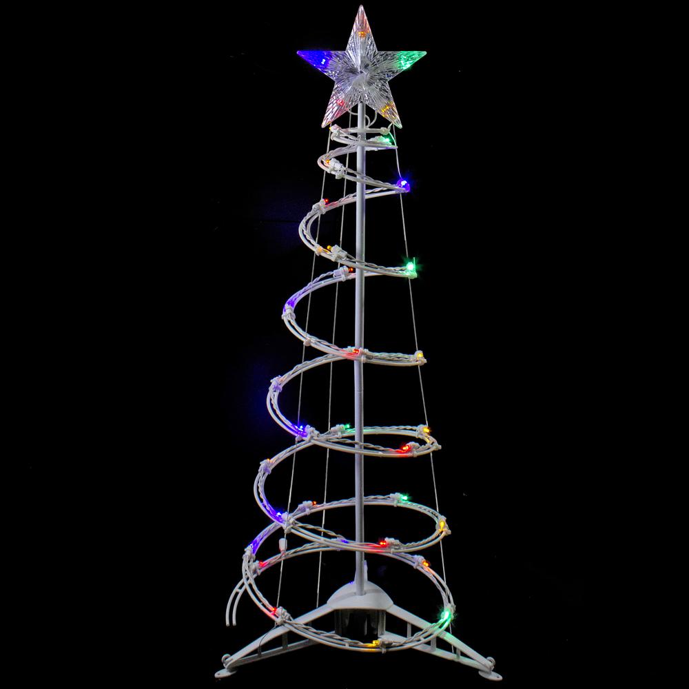 3ft LED Lighted Spiral Cone Tree Outdoor Christmas Decoration  Multi Lights. Picture 3