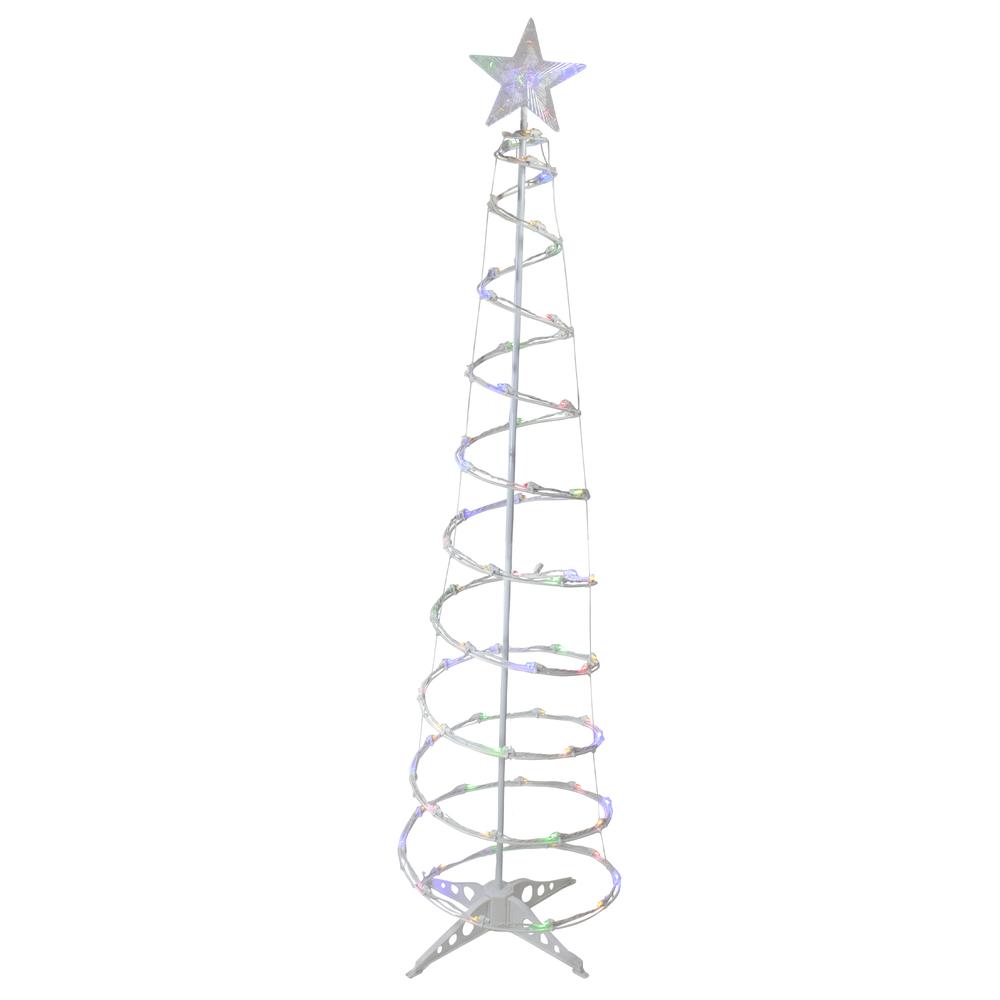6ft LED Lighted Spiral Cone Tree Outdoor Christmas Decoration  Multi Lights. Picture 1