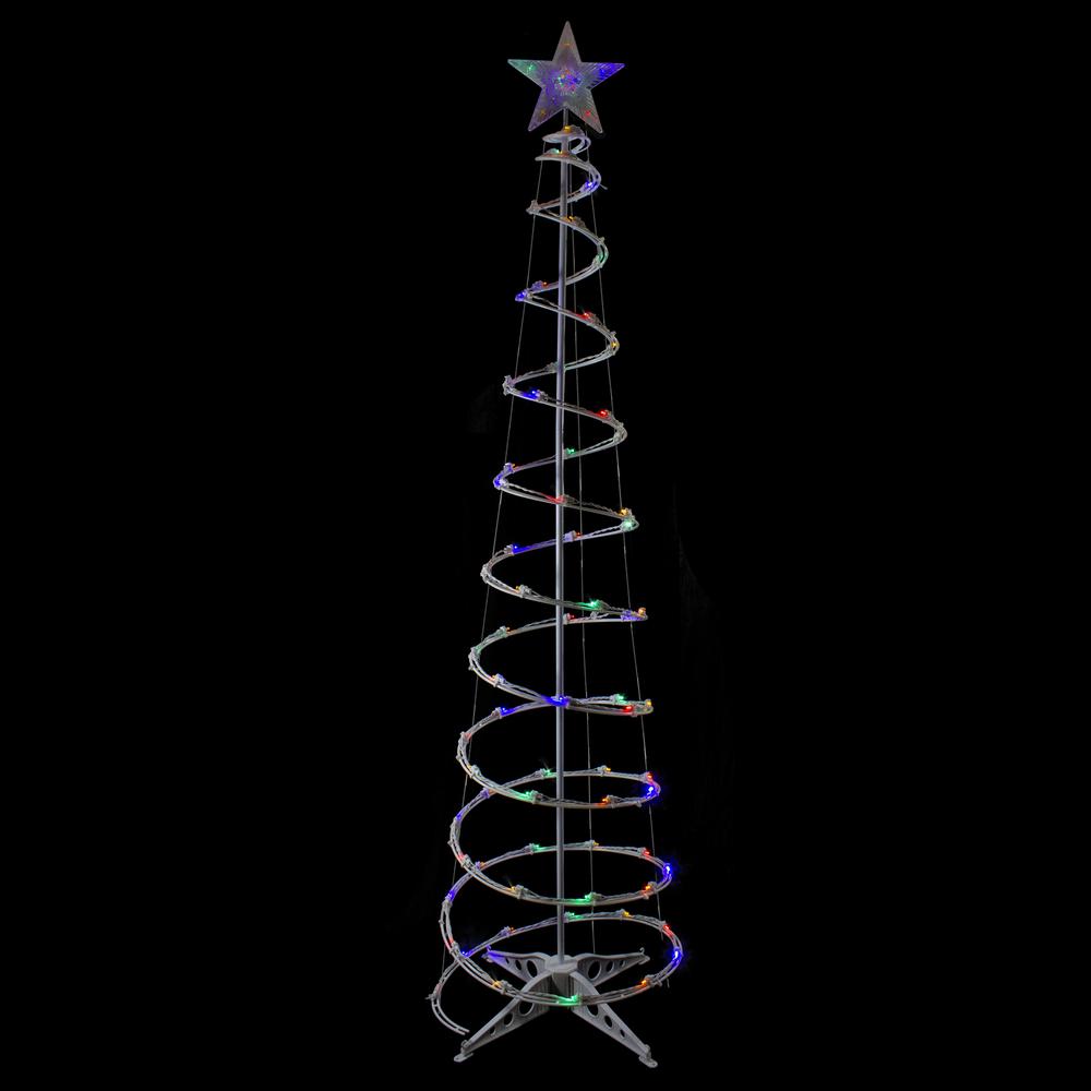 6ft LED Lighted Spiral Cone Tree Outdoor Christmas Decoration  Multi Lights. Picture 3