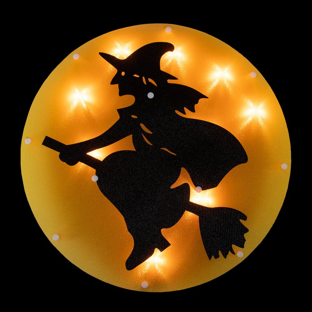 13.75" Lighted Witch on Broomstick Halloween Window Silhouette. Picture 3
