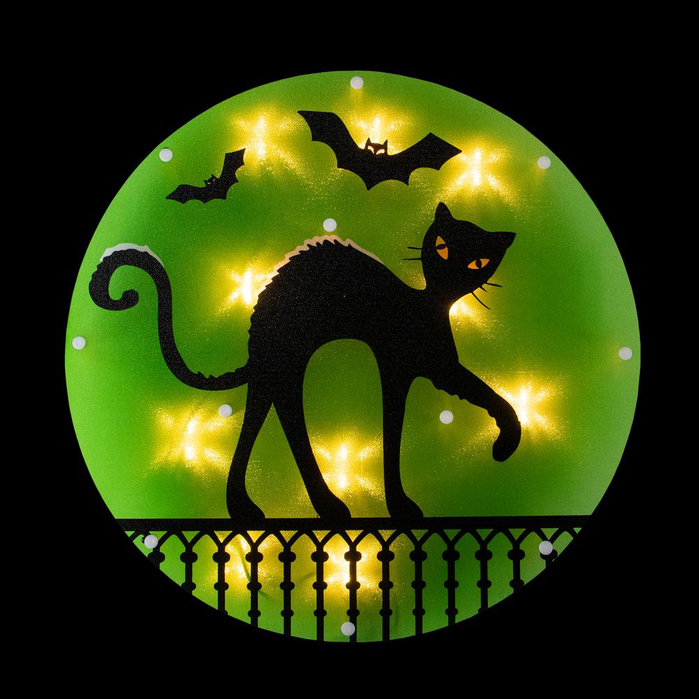 13.75" Lighted Black Cat Halloween Window Silhouette. Picture 3