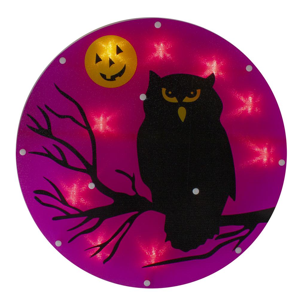 13.75" Lighted Owl Halloween Window Silhouette. Picture 1