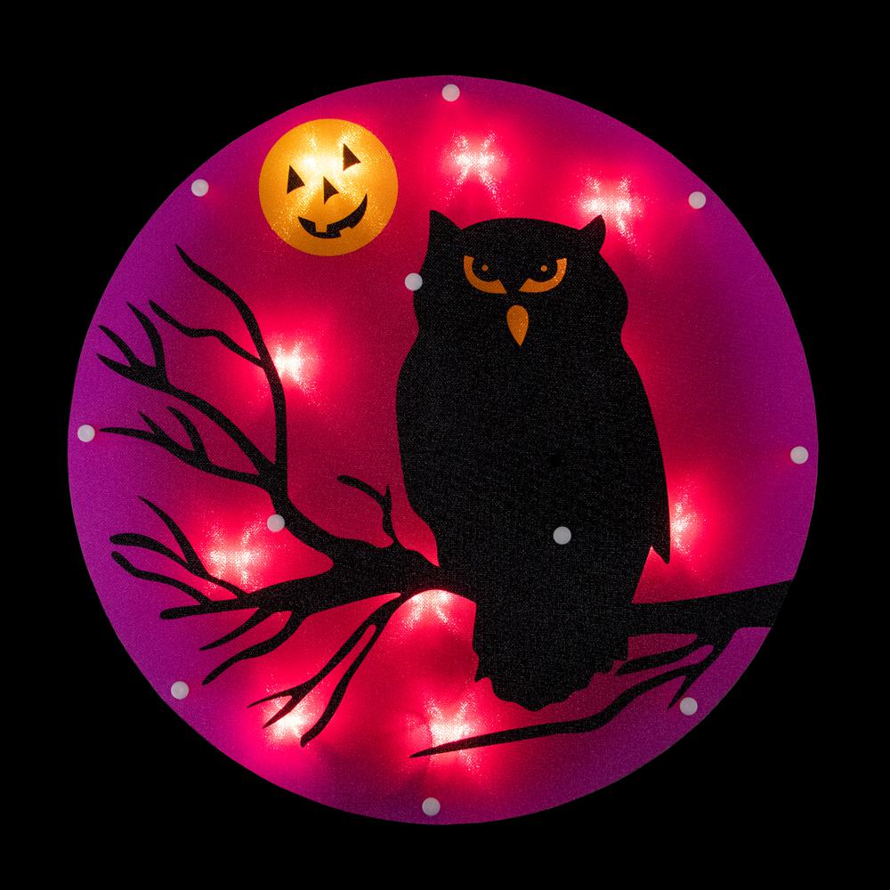 13.75" Lighted Owl Halloween Window Silhouette. Picture 3
