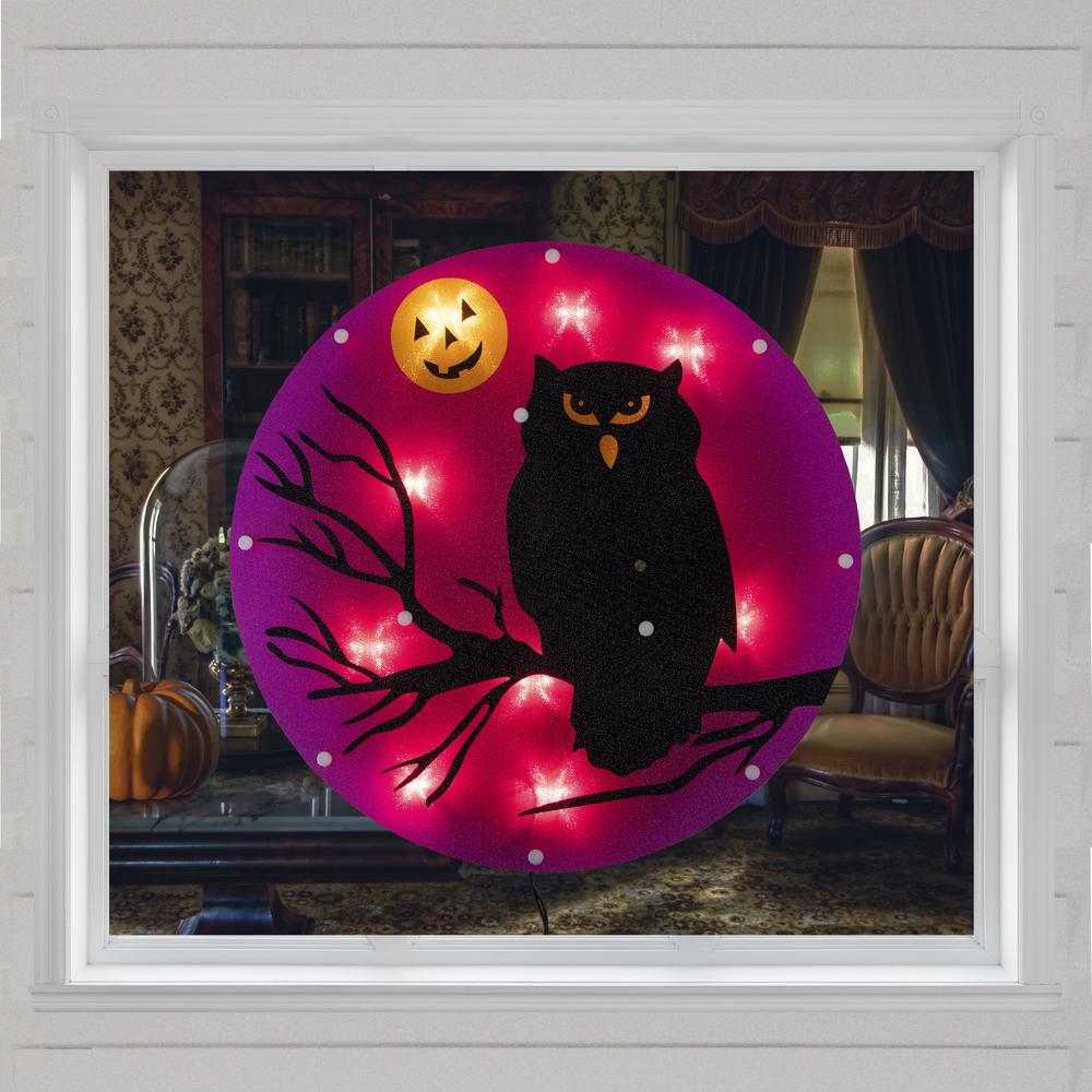 13.75" Lighted Owl Halloween Window Silhouette. Picture 2