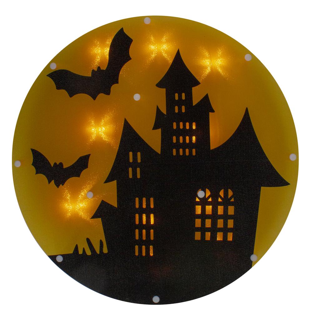 13.75" Lighted Haunted House Halloween Window Silhouette. Picture 1
