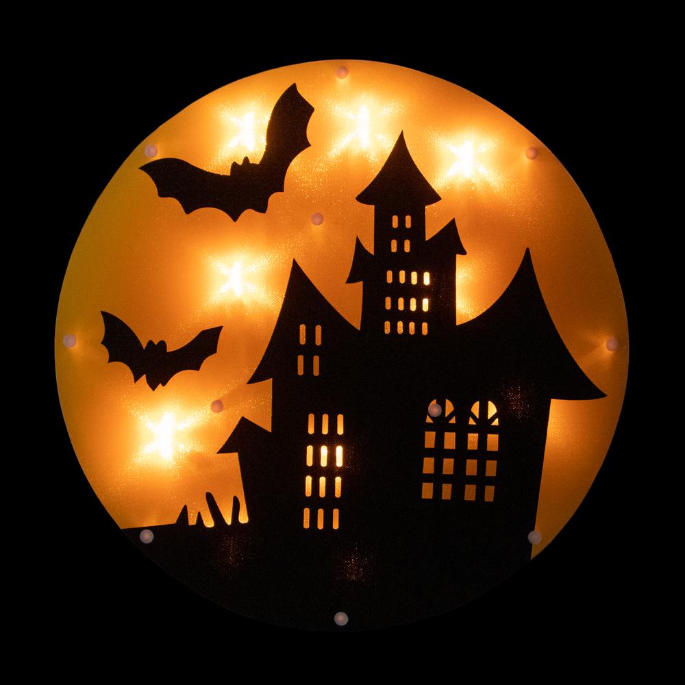 13.75" Lighted Haunted House Halloween Window Silhouette. Picture 3