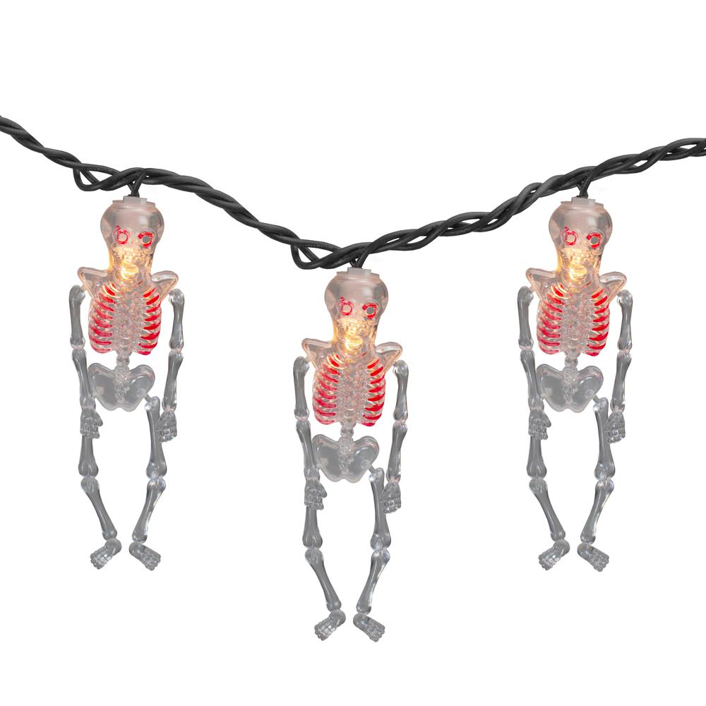 10ct Skeleton Halloween Lights - 7.5ft Black Wire. Picture 2