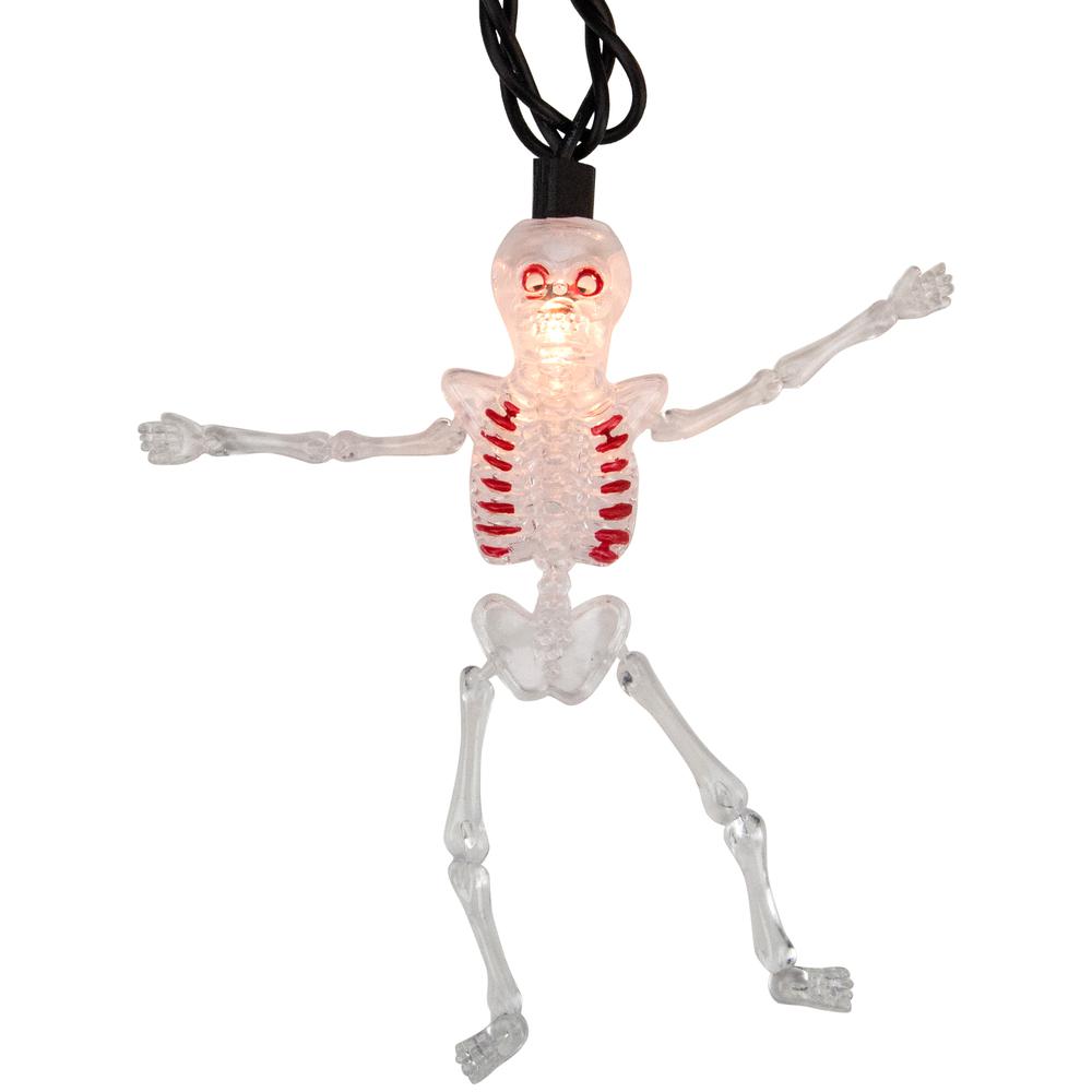10ct Skeleton Halloween Lights - 7.5ft Black Wire. Picture 3