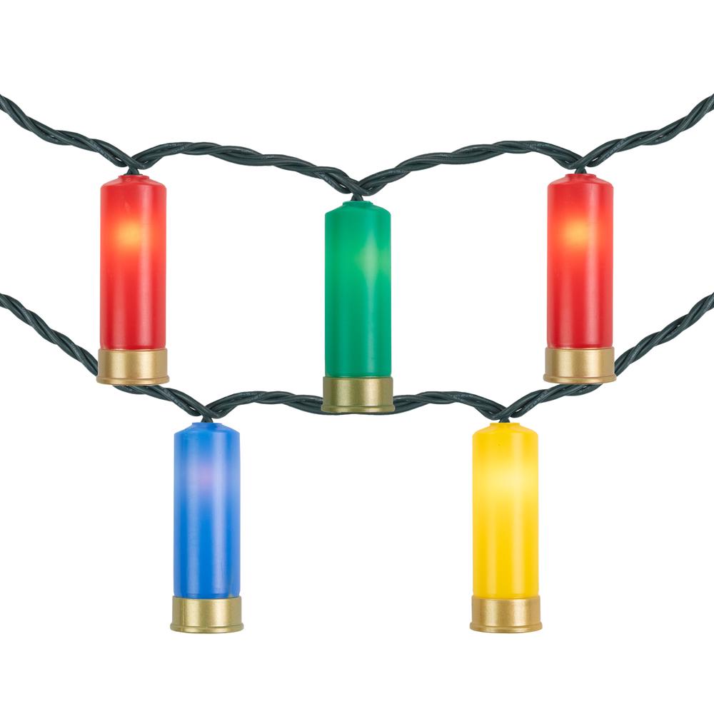 10ct Multi-Color Shotgun Shell Novelty Christmas Light Set  Clear Lights. Picture 1