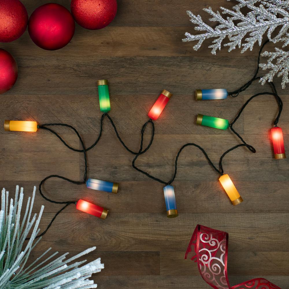 10ct Multi-Color Shotgun Shell Novelty Christmas Light Set  Clear Lights. Picture 3