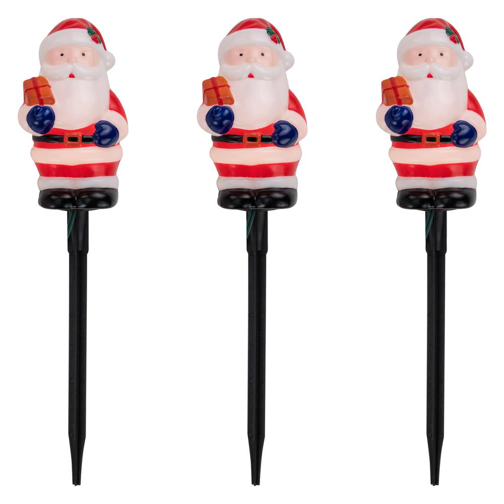 Set of 4 Lighted Santa Claus Christmas Pathway Markers 16". Picture 1