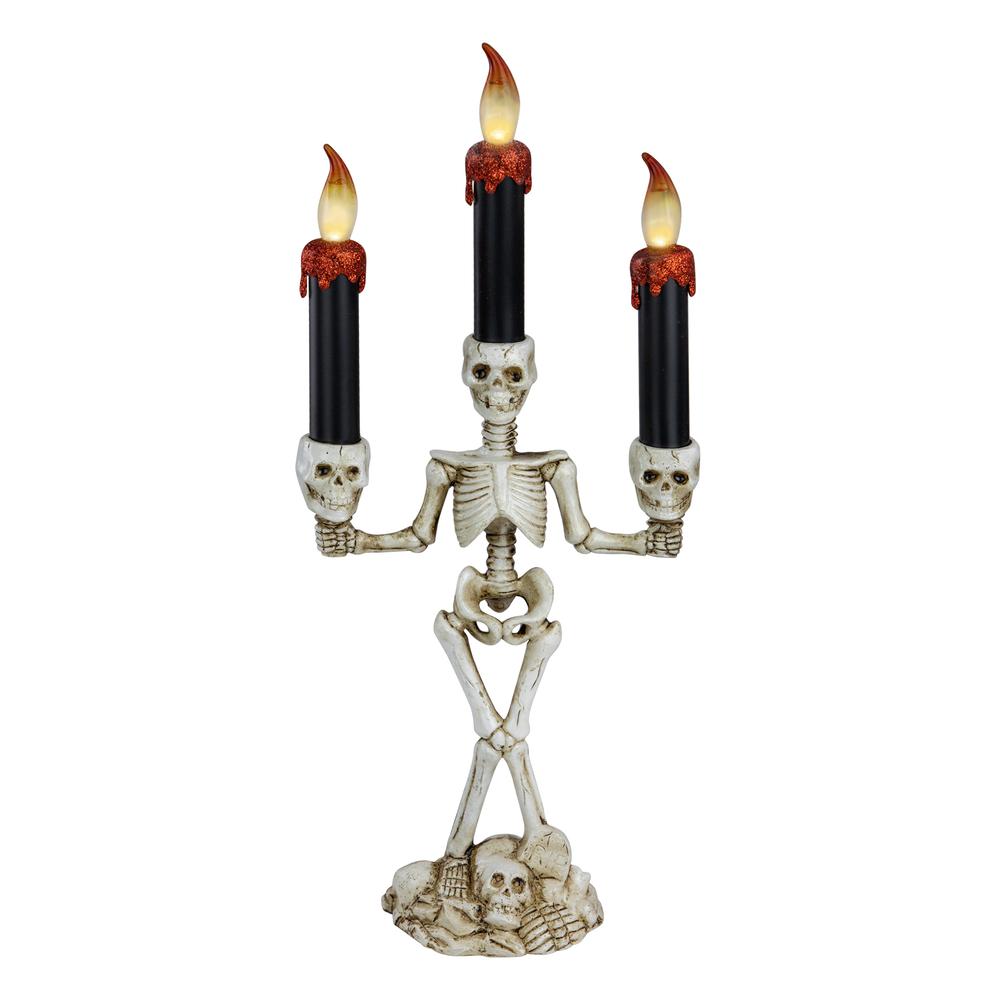 14.5" Dripping Candle Skeleton Halloween Candelabra. Picture 1