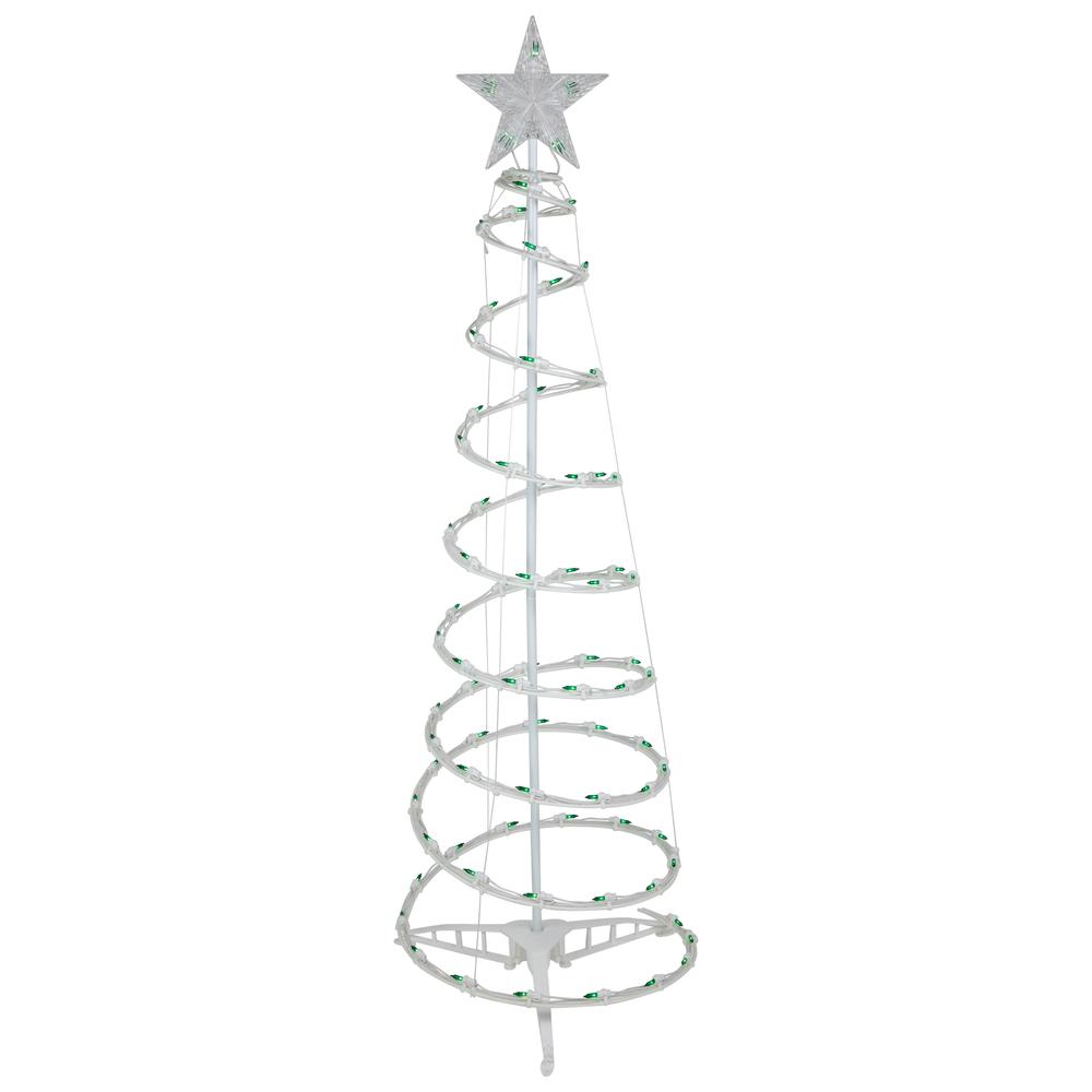 4' Pre-Lit Spiral Outdoor Christmas Tree with Star Topper  Green Lights. Picture 1