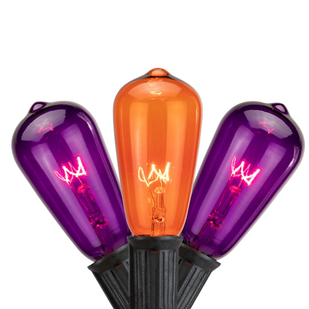 10ct Purple and Orange Edison E17 Halloween Light Set  9ft Black Wire. Picture 1