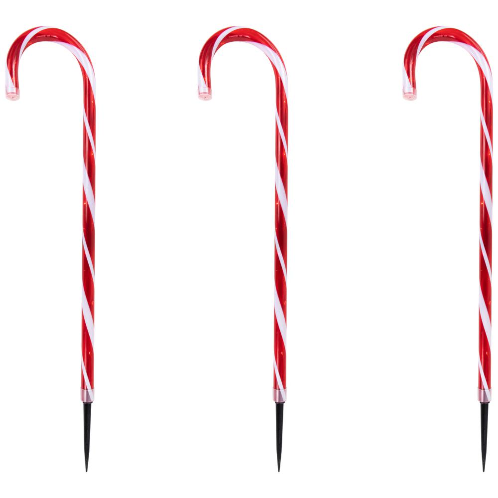 Set of 8 LED Red and White Candy Cane Pathway Markers 28". Picture 3