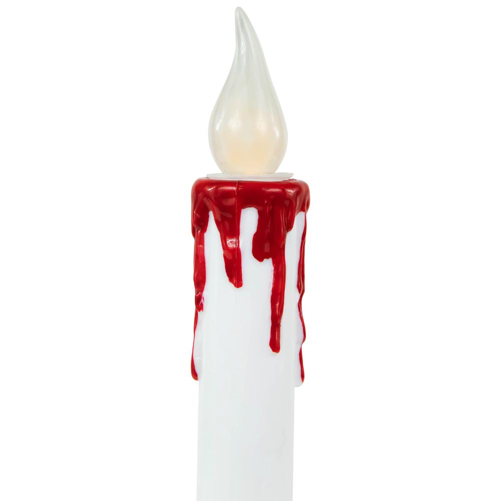 Set of 2 Pre-lit LED White and Red Halloween Candles 9". Picture 3