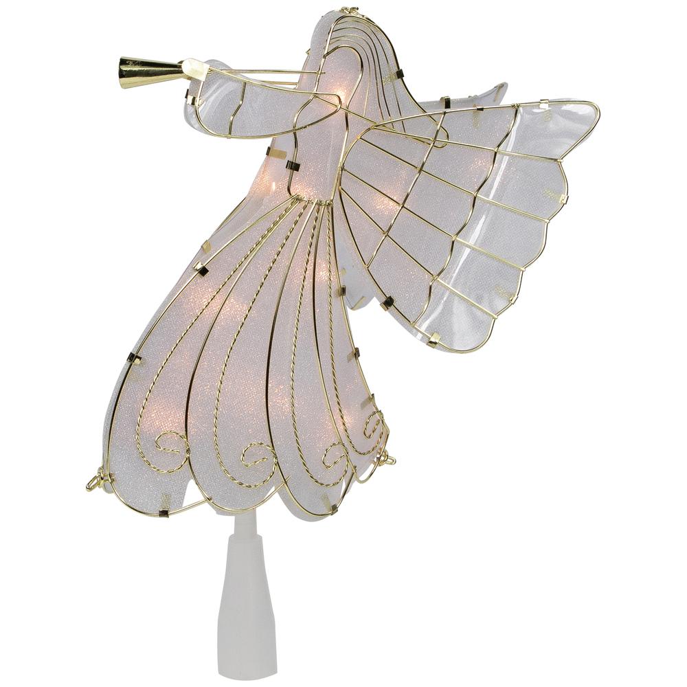 10" Gold Angel Tree Topper  Warm White Lights. Picture 7