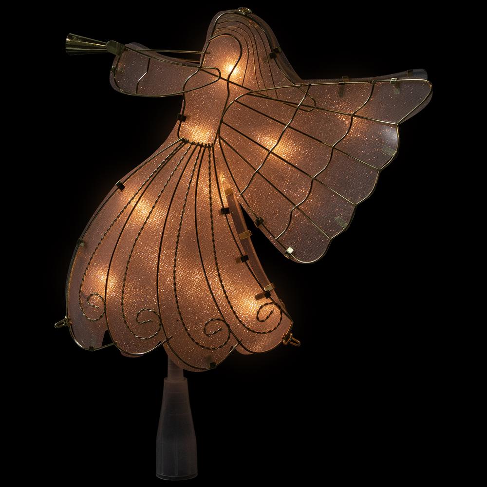 10" Gold Angel Tree Topper  Warm White Lights. Picture 3