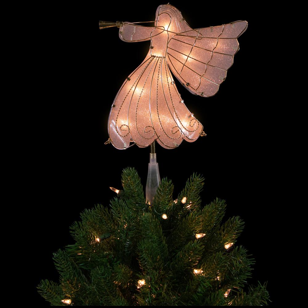 10" Gold Angel Tree Topper  Warm White Lights. Picture 4