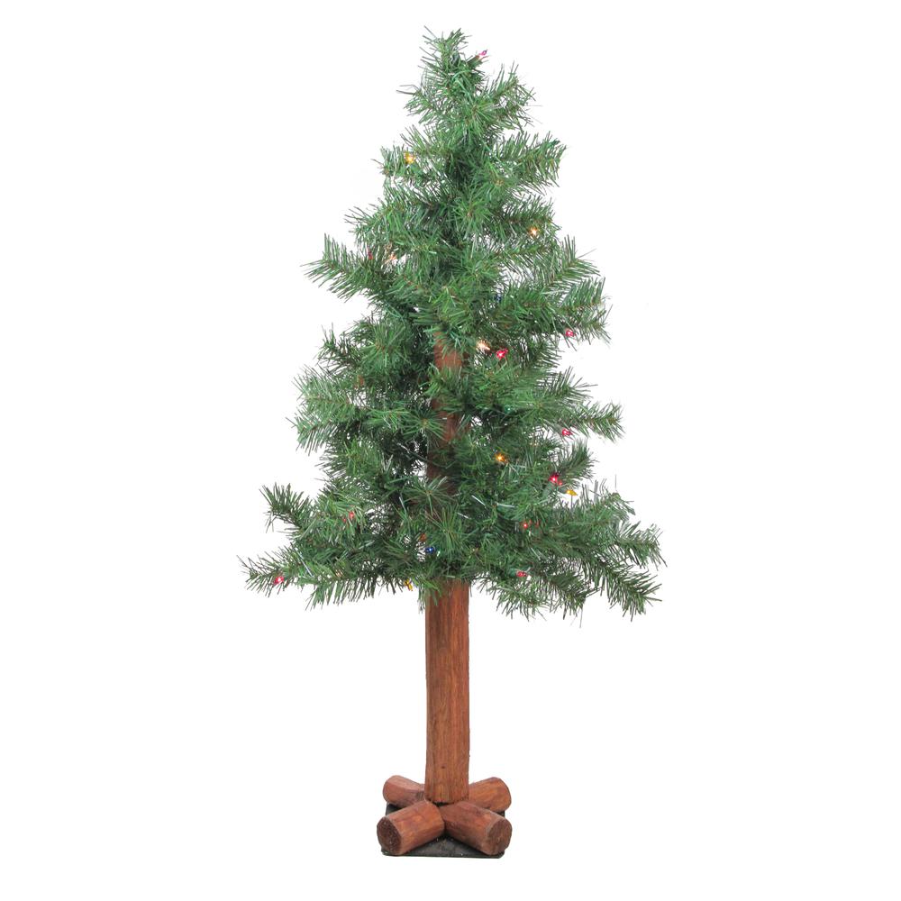 3' Pre-Lit Medium Woodland Alpine Artificial Christmas Tree - Multicolor Lights. Picture 1