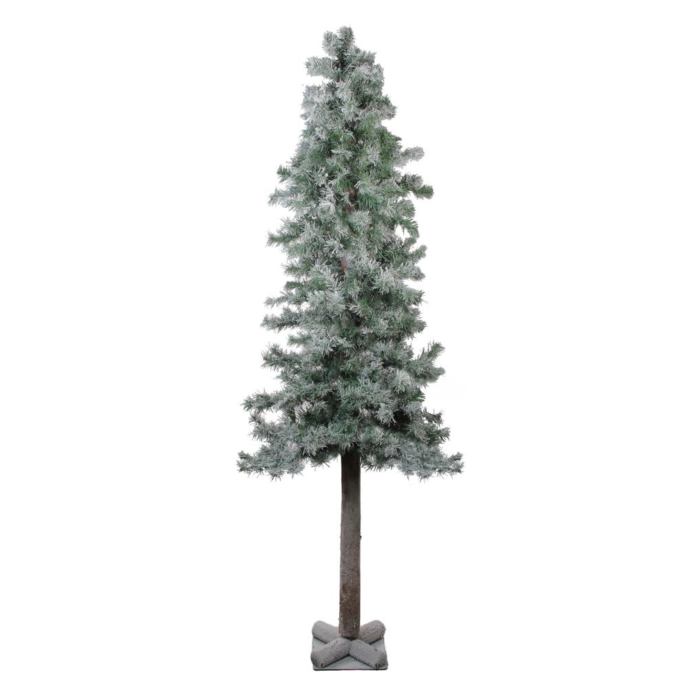 6' Slim Flocked and Glittered Woodland Alpine Artificial Christmas Tree - Unlit. Picture 1