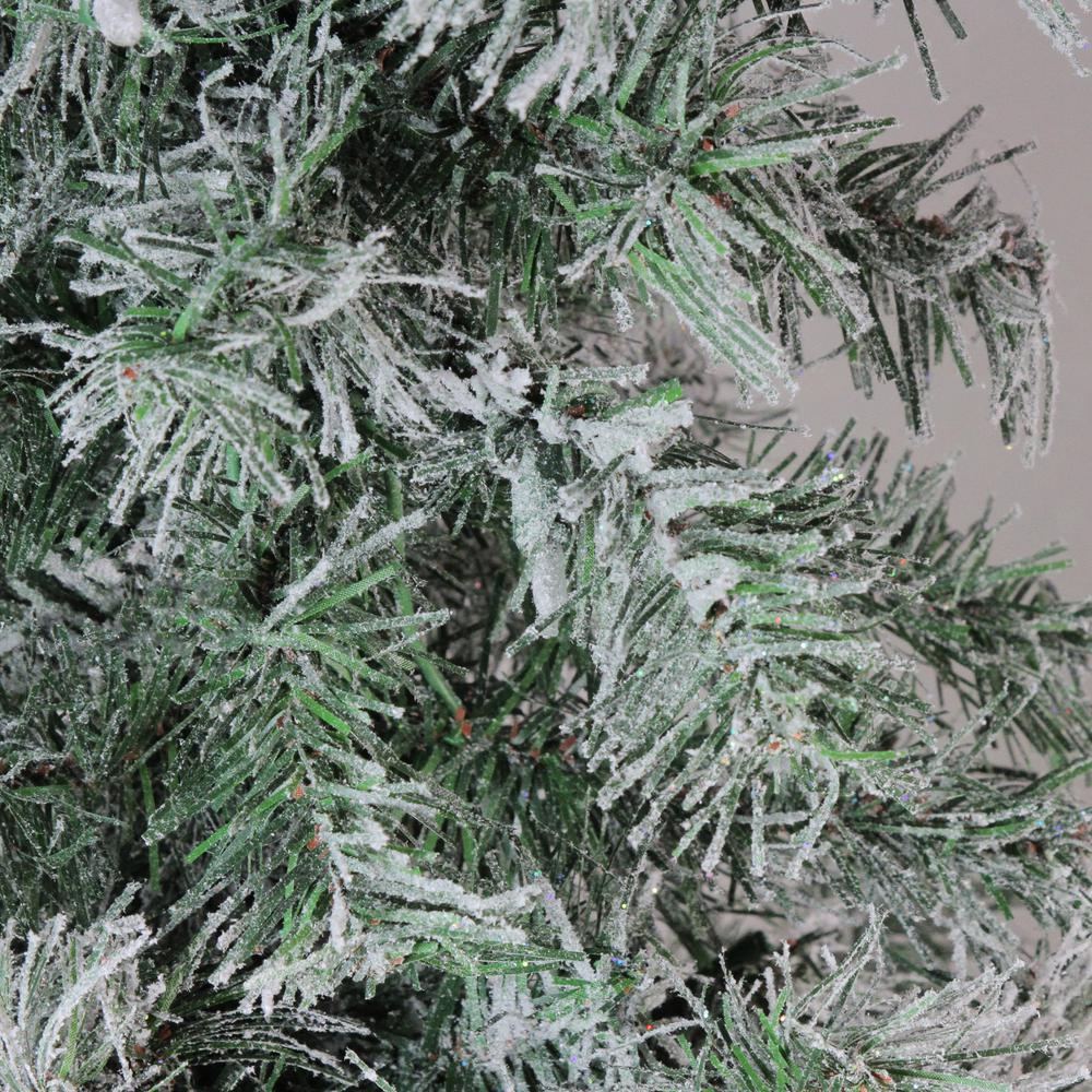 6' Slim Flocked and Glittered Woodland Alpine Artificial Christmas Tree - Unlit. Picture 2